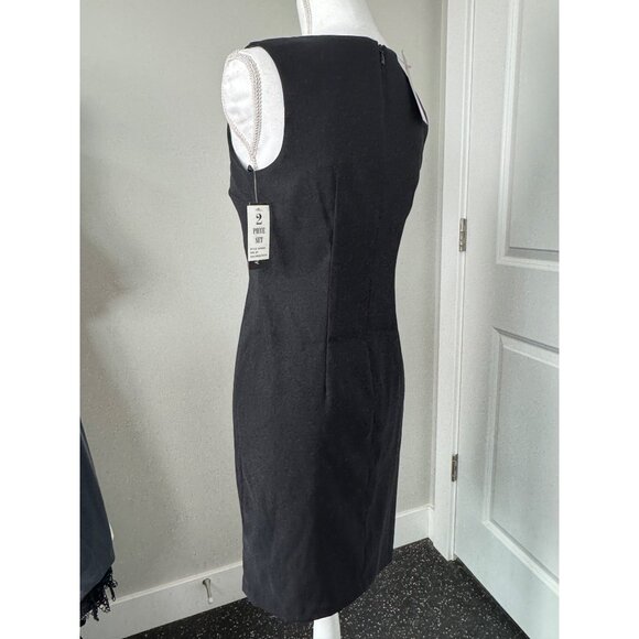 AGB Petite 2-Piece Black Sheath Dress With Vibrant Abstract Print Bolero Jacket - Picture 8 of 16